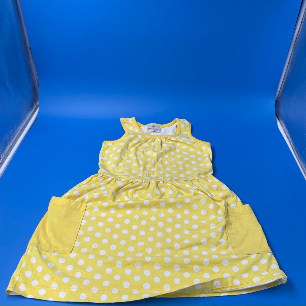 Hanna Andersson Sunny Yellow Dress  White polka Dots size 120 6-7y girls